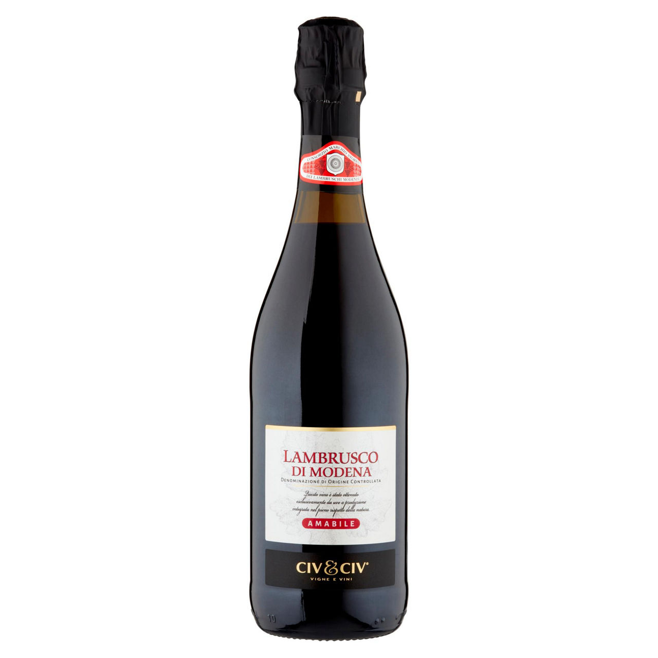 Vino rosso frizzante Lambrusco di Modena DOC Amabile 750 ml - Immagine 01