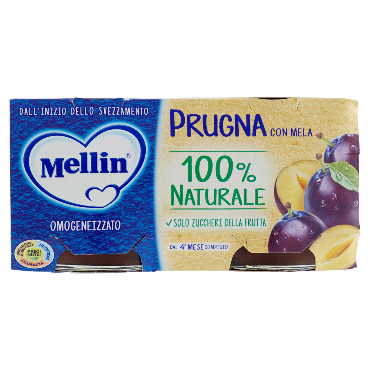 Omogeneizzato di prugna con mela 2 pz x 100 gr