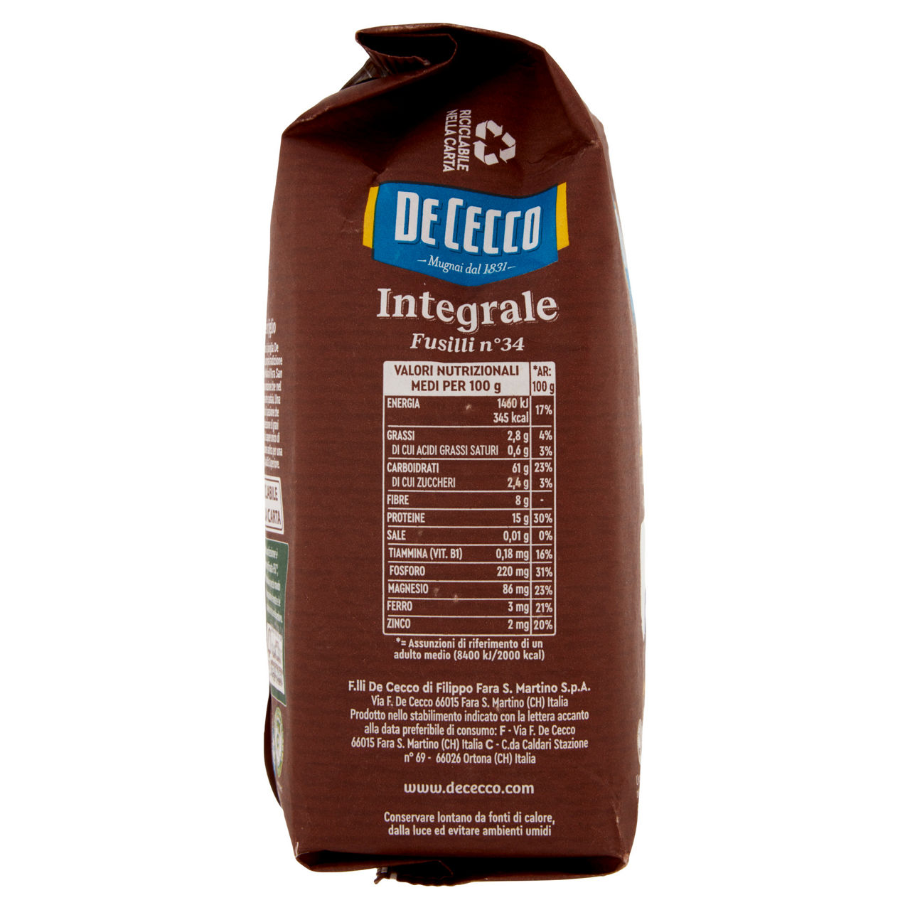 Fusilli  integrali n.34 de cecco scatola gr.500 - Immagine 11