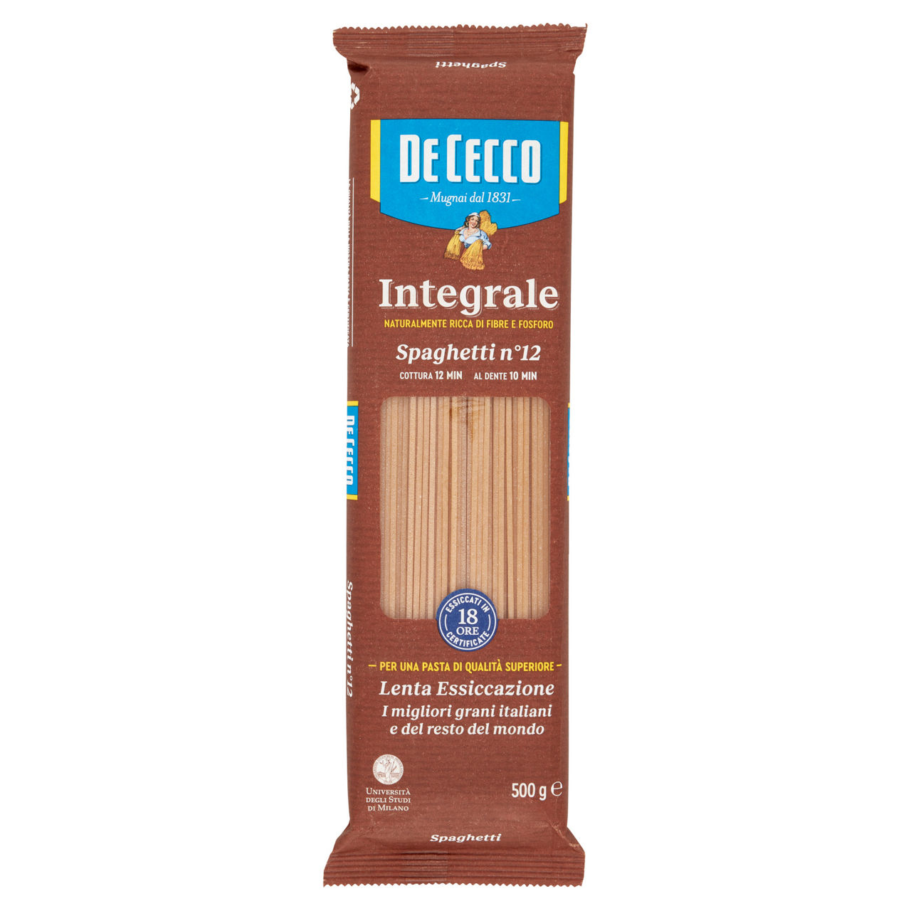 Spaghetti integrali n.12 de cecco scatola gr.500 - Immagine 01