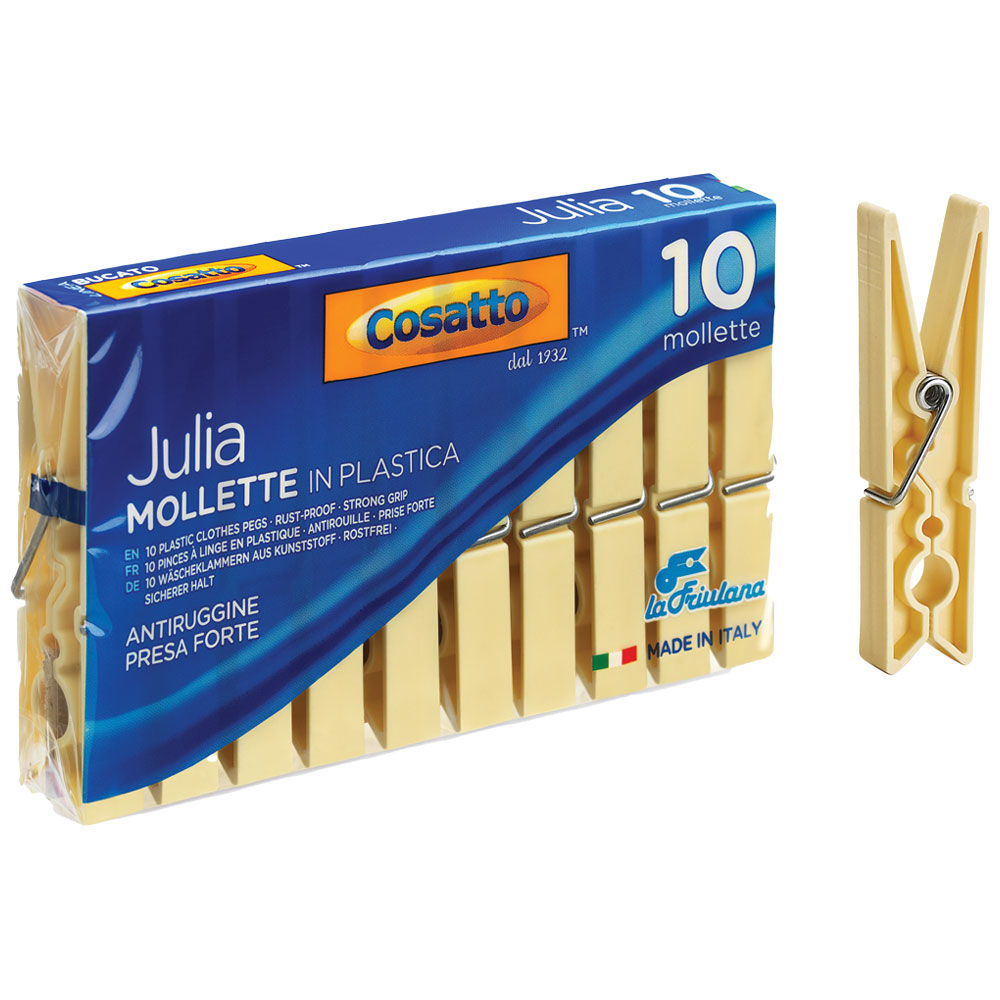 Confezione mollette in plastica colore avorio 10 pz