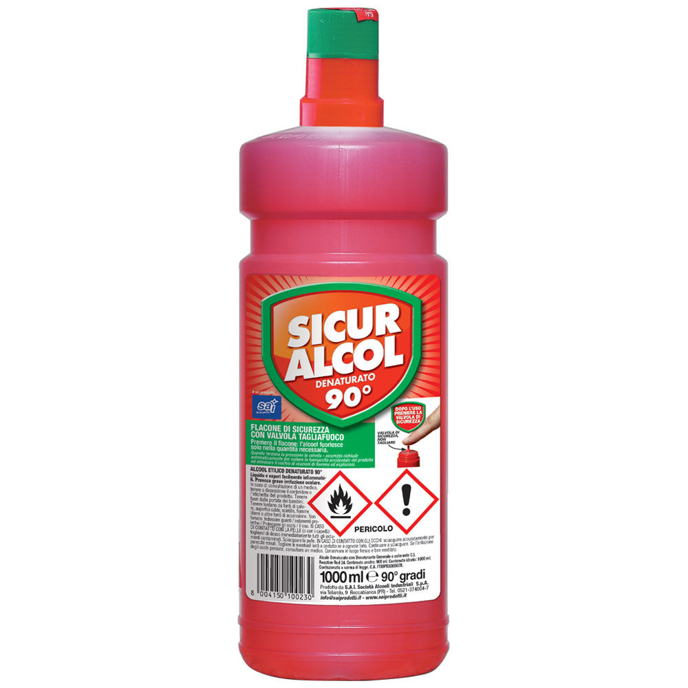 Alcool denaturato 90 gradi valvola sicurezza colore rosso fl lt 1 - Immagine 01