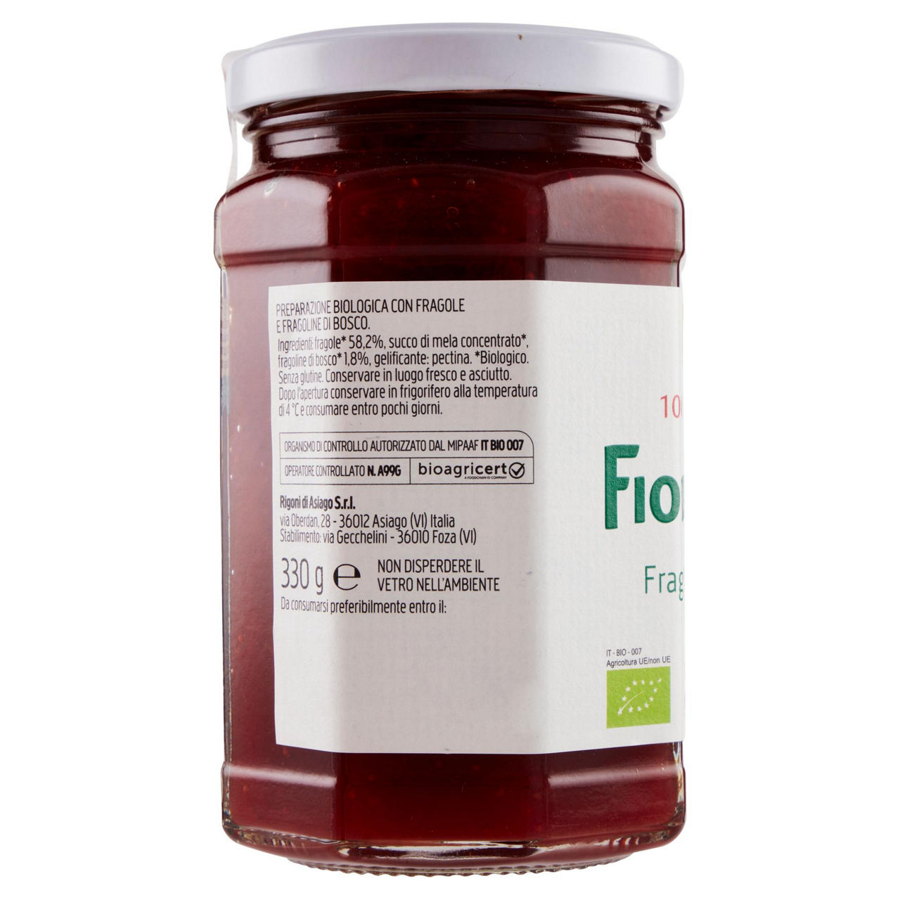Fiordifrutta bio fragole rigoni vaso vetro  gr 330 - Immagine 11
