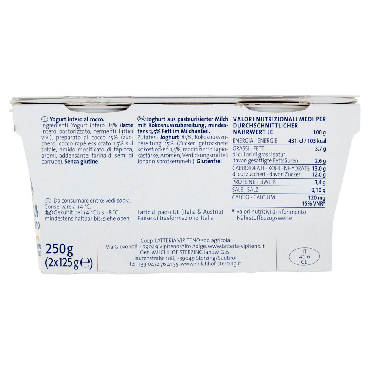 Yogurt intero al cocco 2 pz da 125 gr - Immagine 51