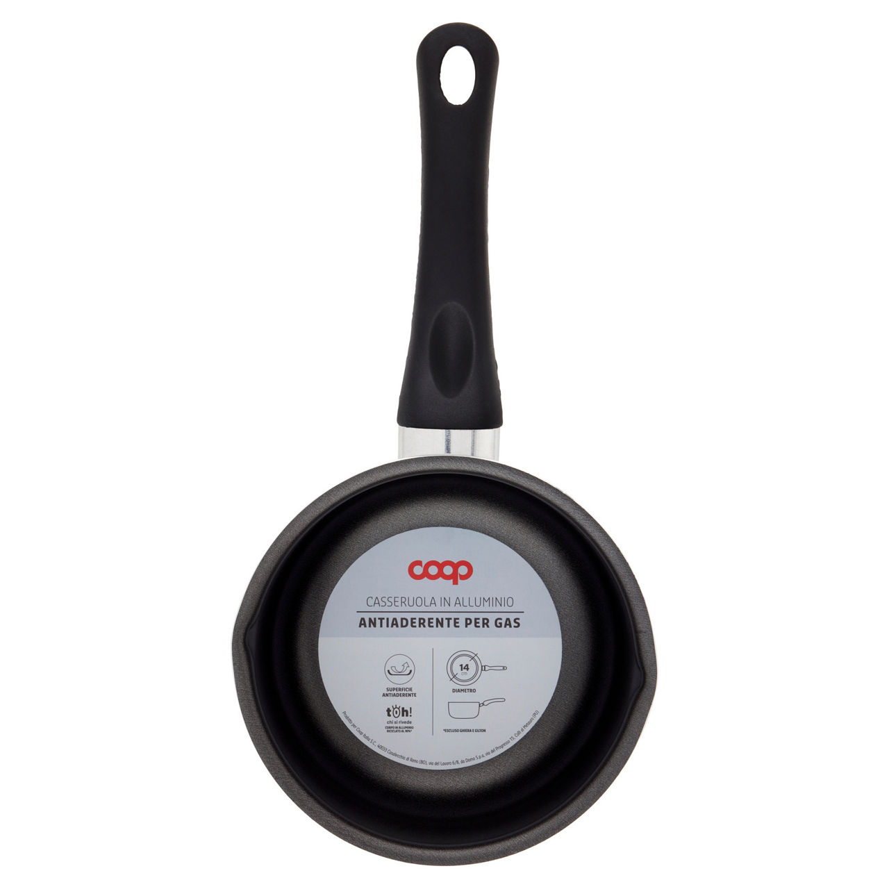 Casseruola 1 manico in alluminio 14 cm antiaderente per gas