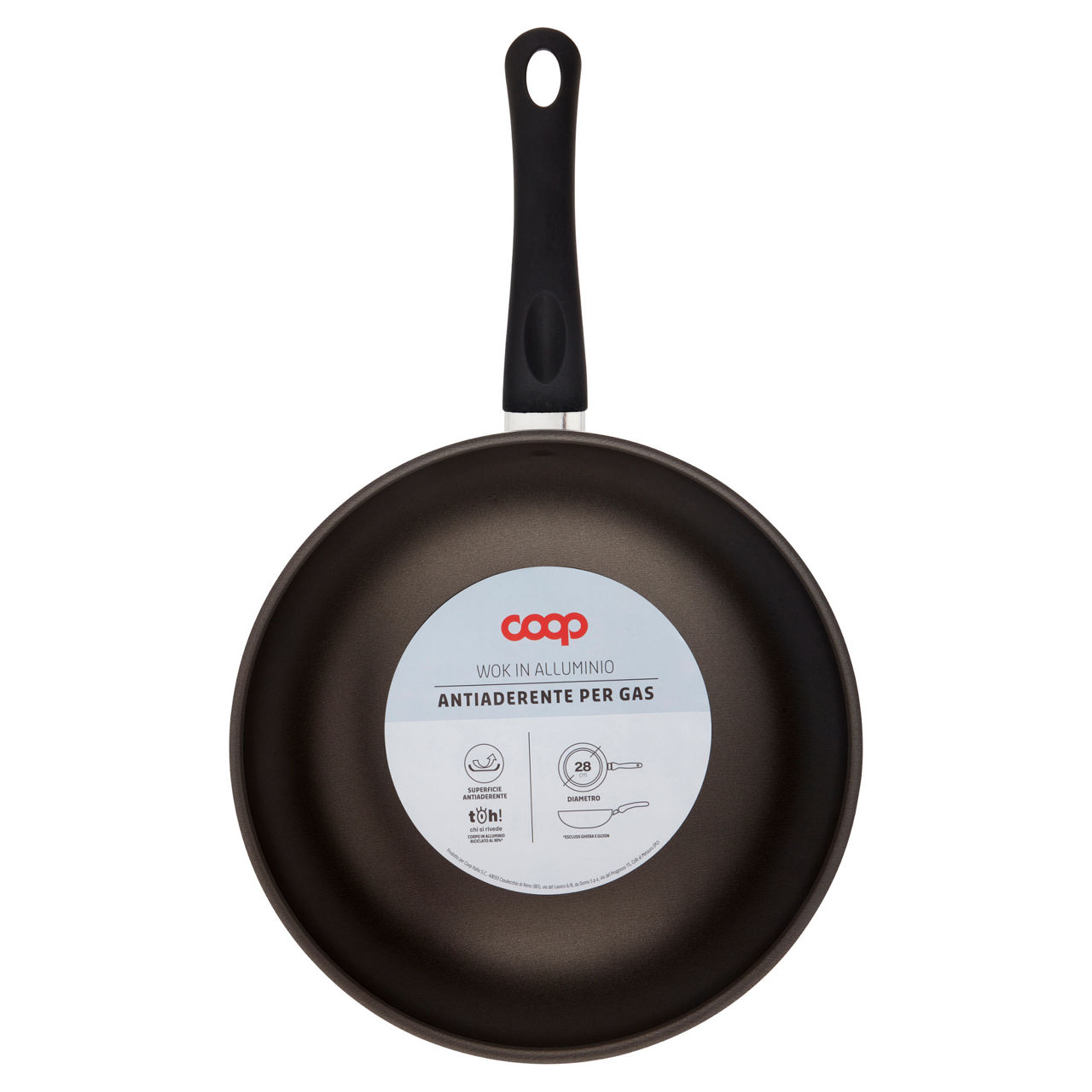 Wok in alluminio 28 cm antiaderente per gas - Immagine 01