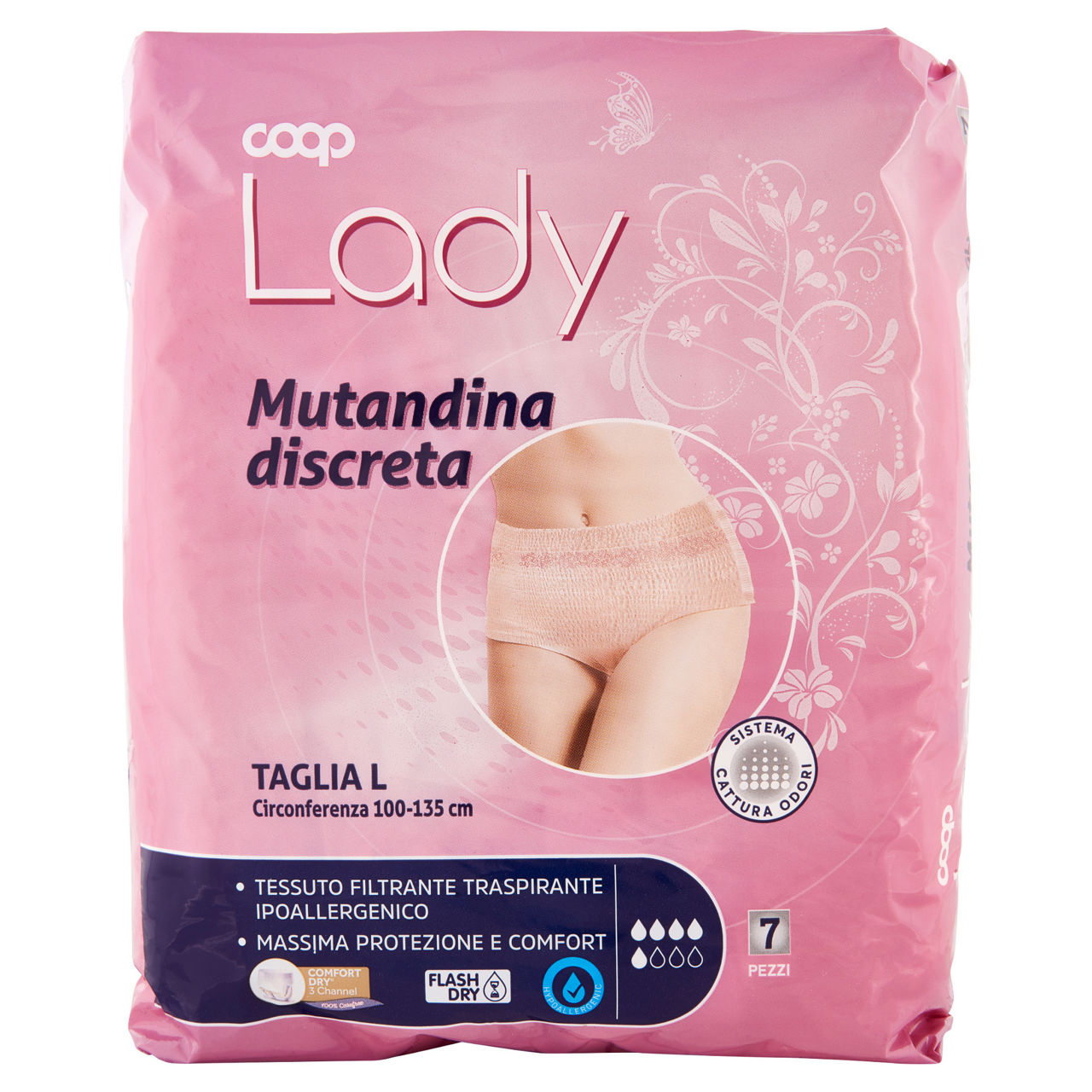 Mutandina per incontinenza discreta coop lady tg.l pz.7 - Immagine 01
