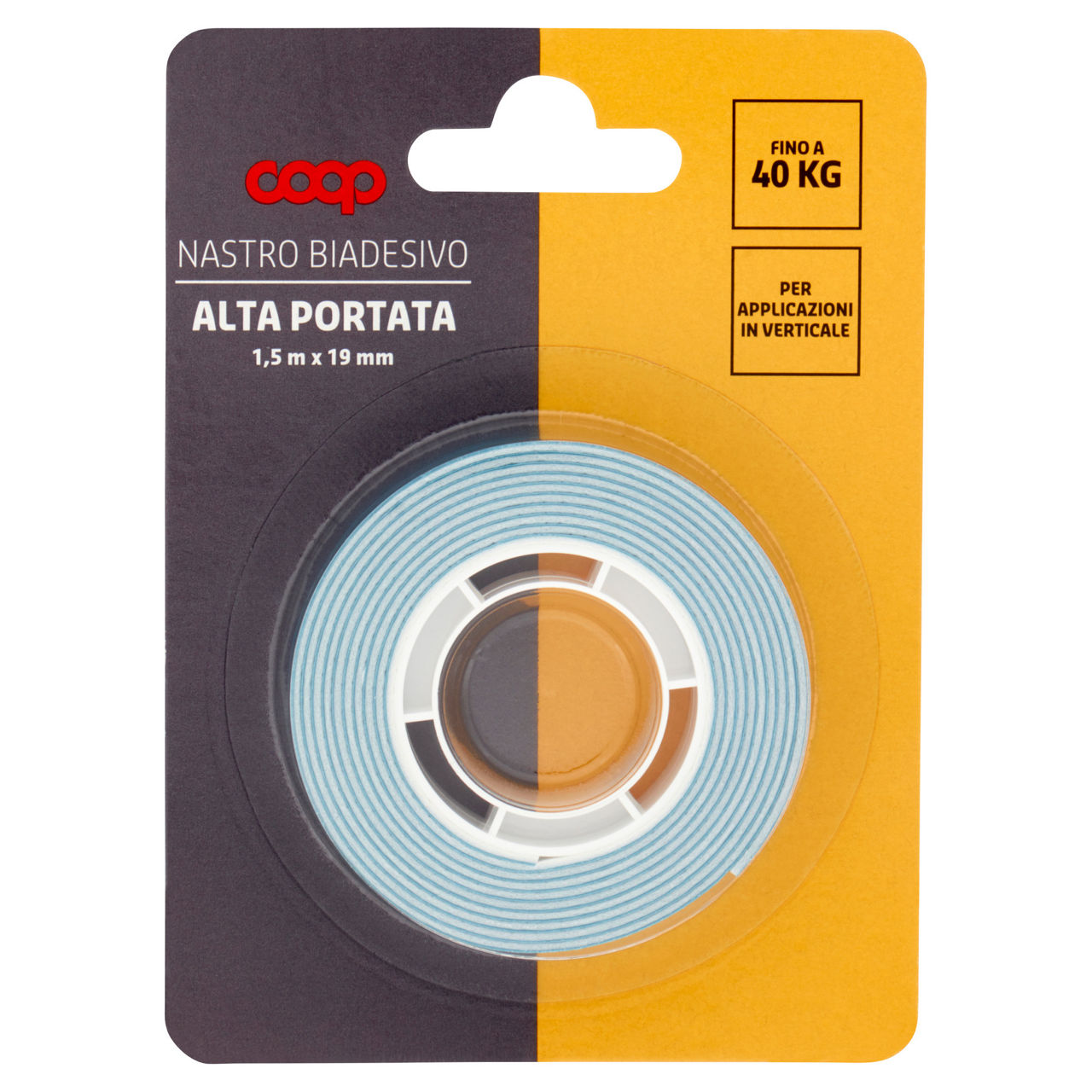Nastro biadesivo alta portata coop 1,5mx19mm - Immagine 01