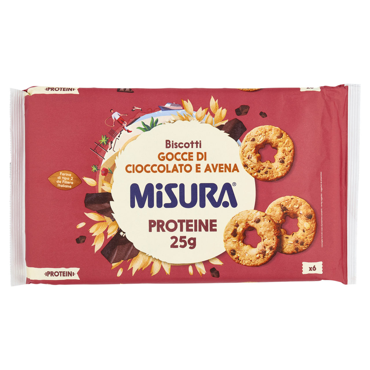 Biscotti Protein con gocce di cioccolato e fiocchi di avena 260 gr