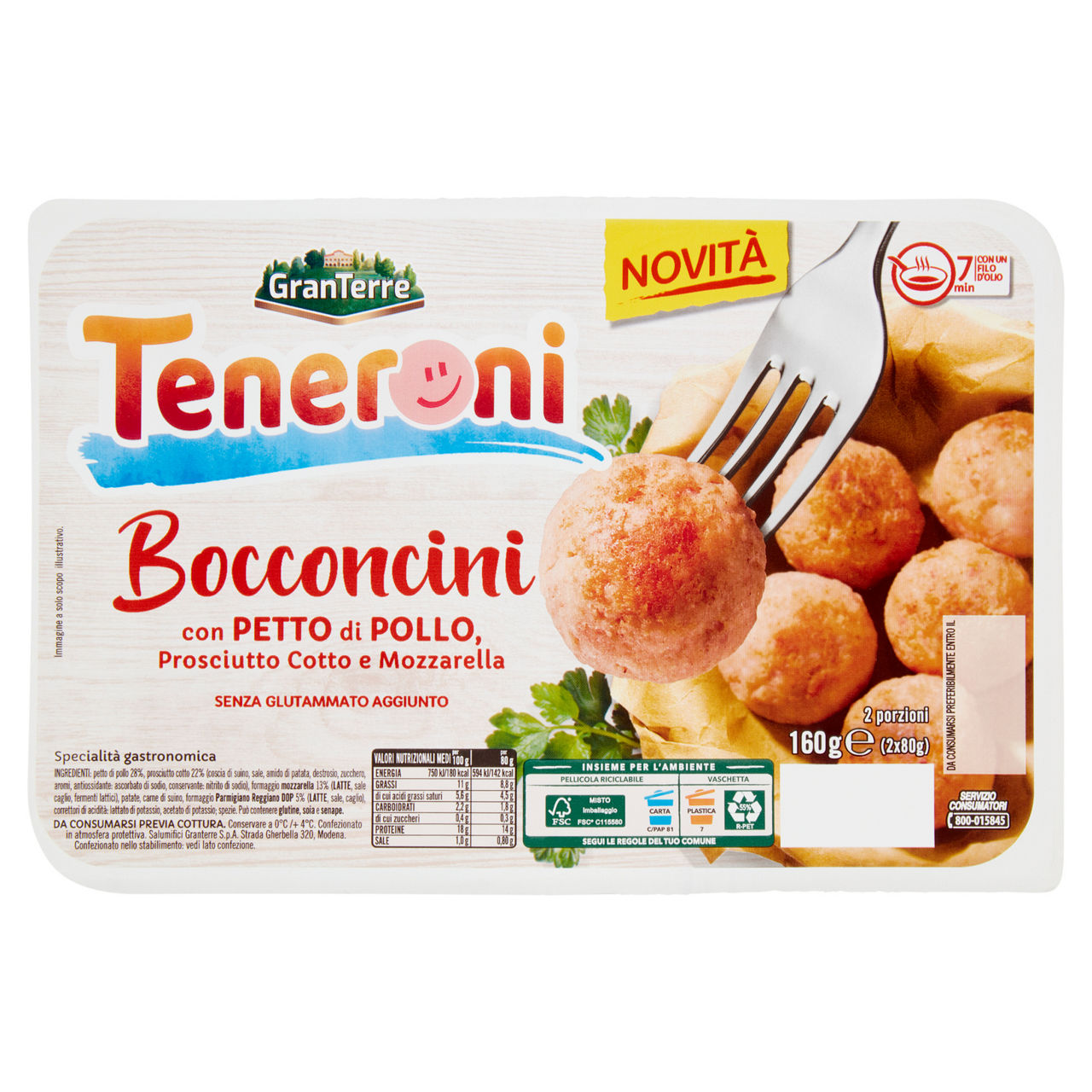 Bocconcini con petto di pollo prosciutto cotto e mozzarella 160 gr