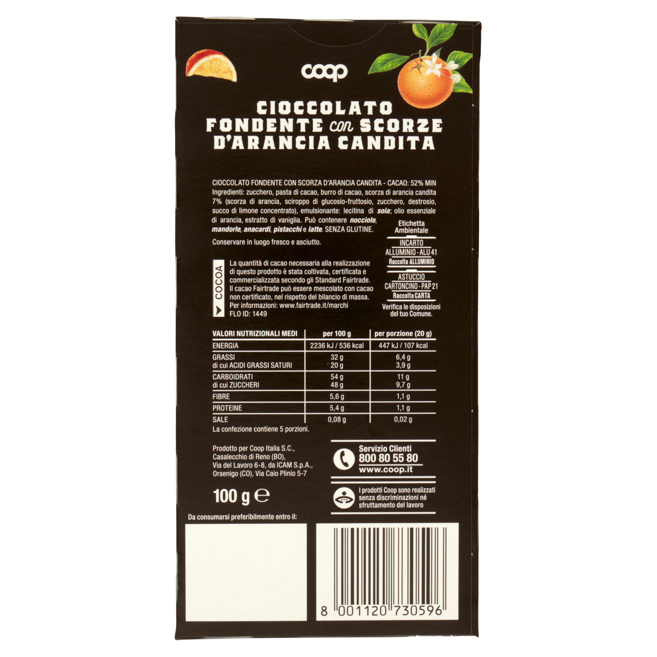 Tavoletta di cioccolato fondente con scorze d'arancia candita 100 gr - Immagine 51
