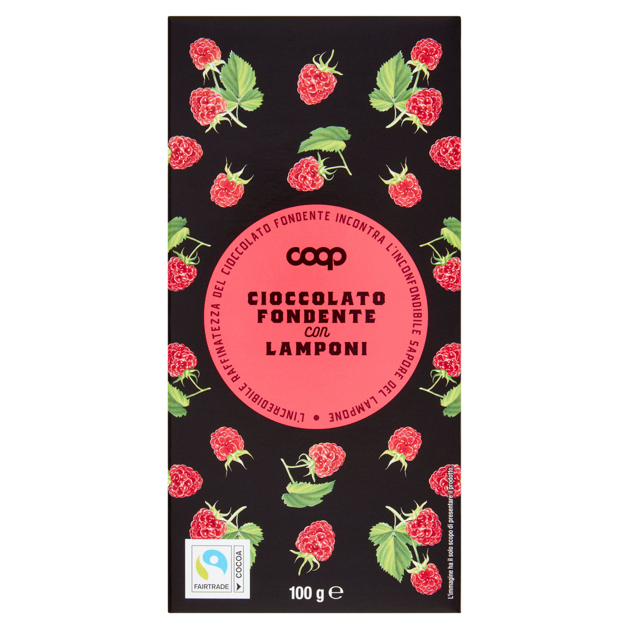 Tavoletta di cioccolato fondente con lamponi 100 gr - Immagine 01