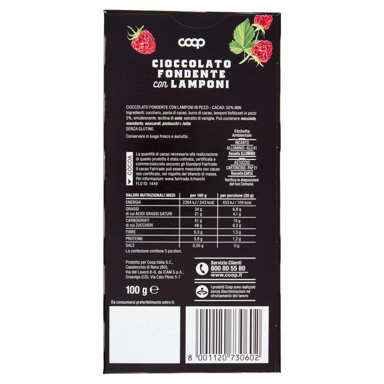 Tavoletta di cioccolato fondente con lamponi 100 gr - Immagine 51