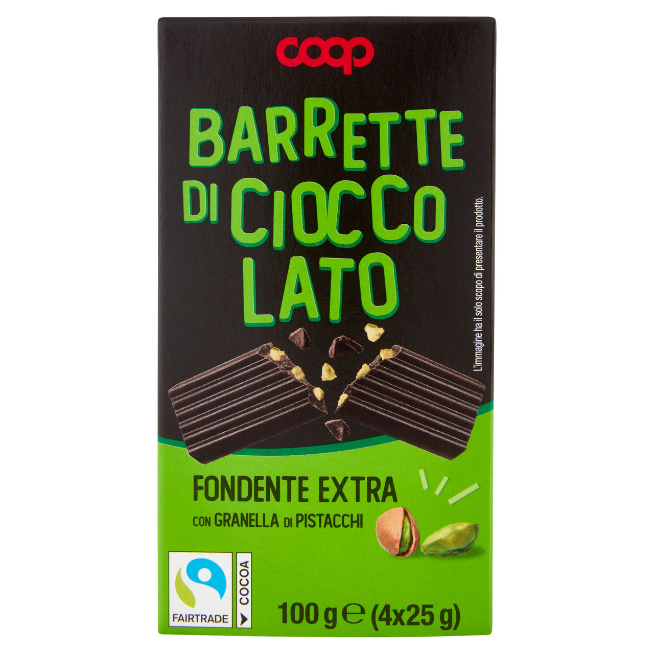 Barrette di cioccolato fondente con pistacchio 100 gr - Immagine 01