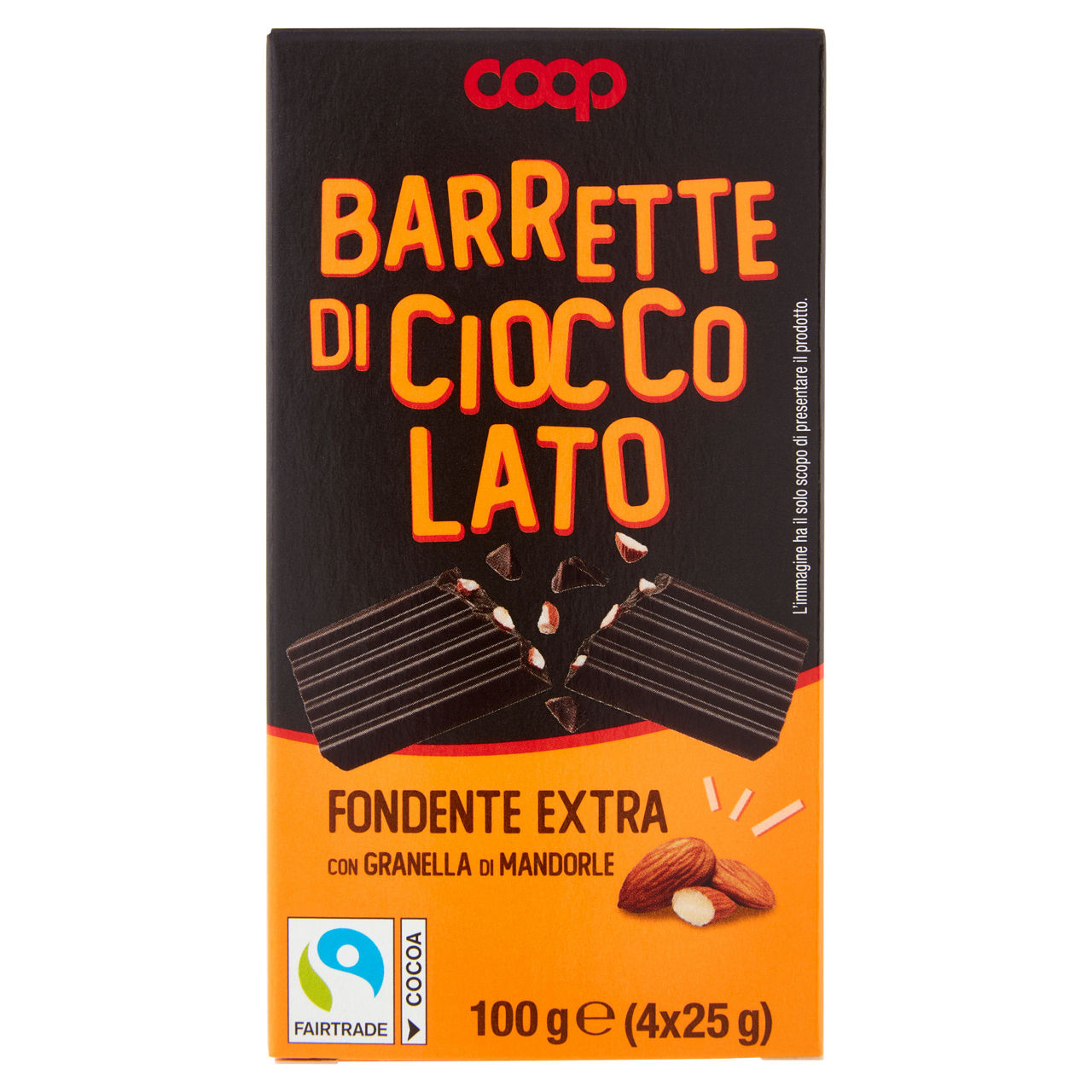 Barrette di cioccolato fondente con mandorle 100 gr - Immagine 01