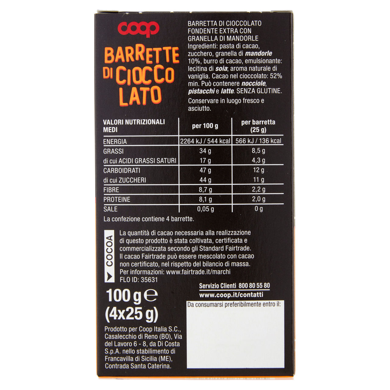 Barrette di cioccolato fondente con mandorle 100 gr - Immagine 51