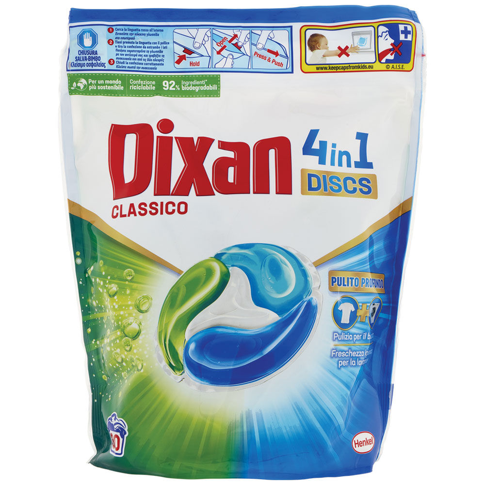 Detersivo lavatrice dixan discs classico 30 pz kg 0,76