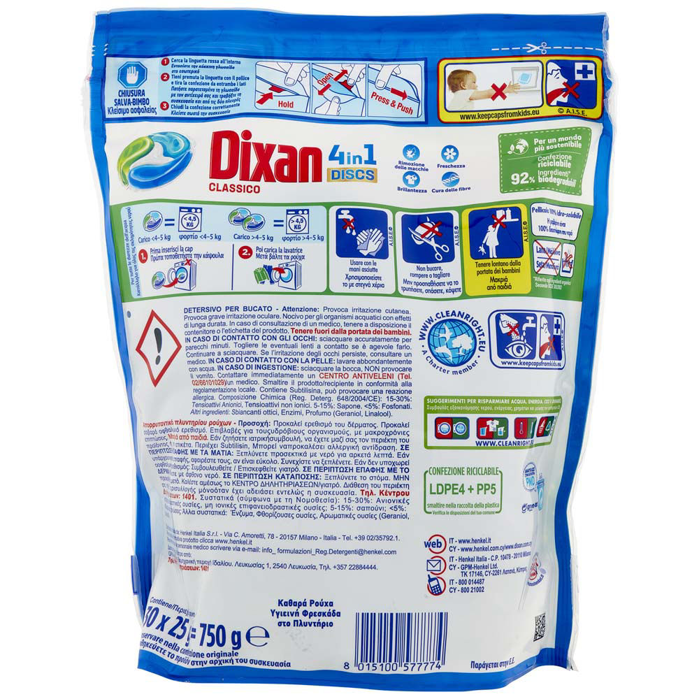 Detersivo lavatrice dixan discs classico 30 pz kg 0,76 - Immagine 21