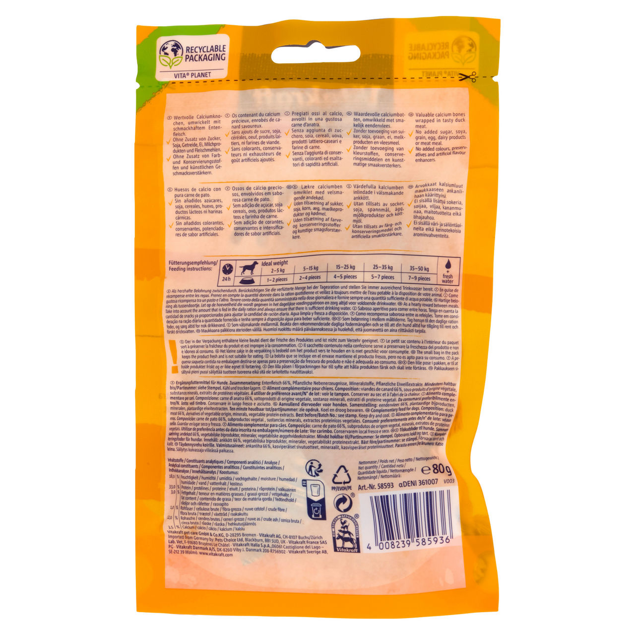 Snack cane ossi al calcio con anatra 80 gr - Immagine 31