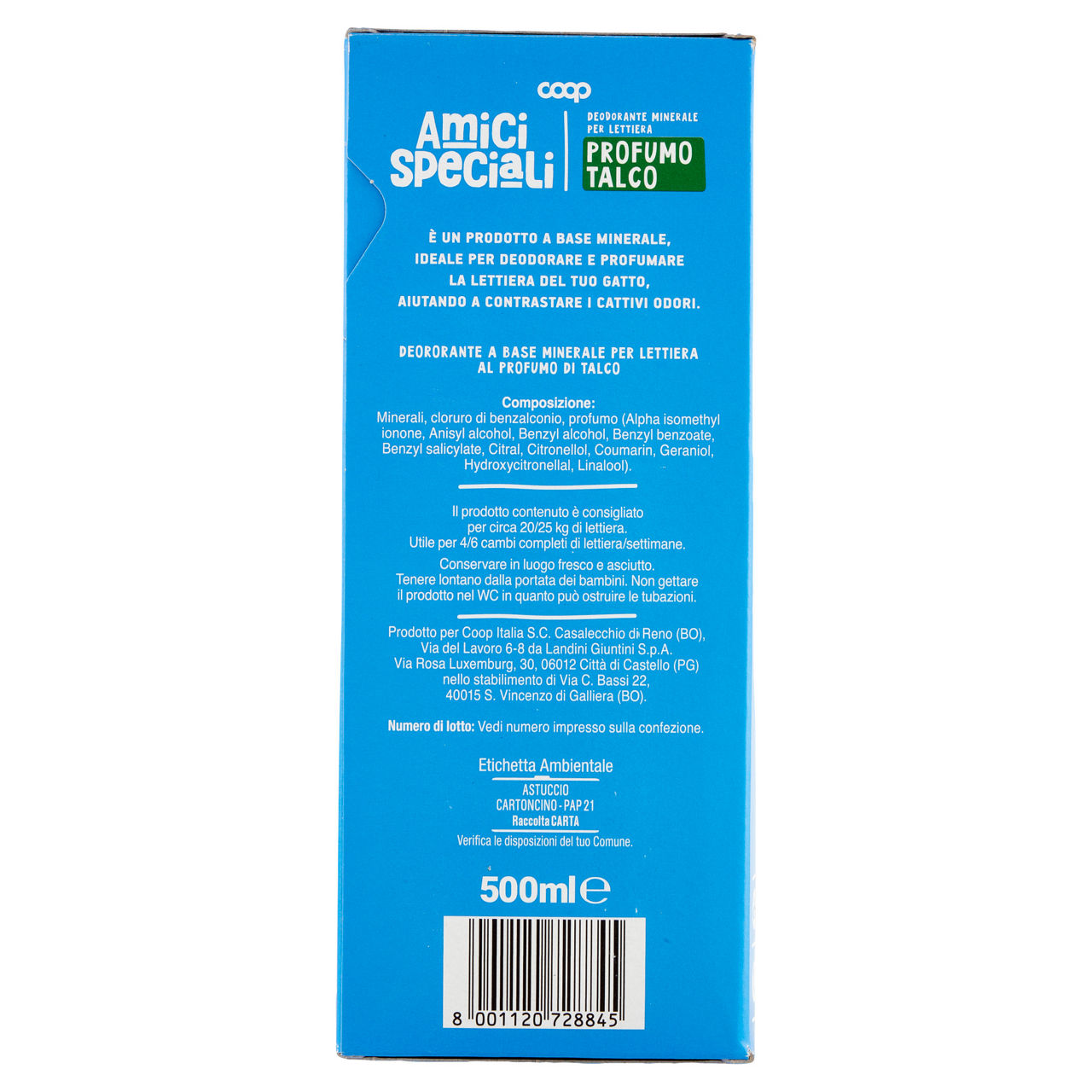 Deodorante lettiera gatto profumazione talco amici speciali coop g500 - Immagine 31