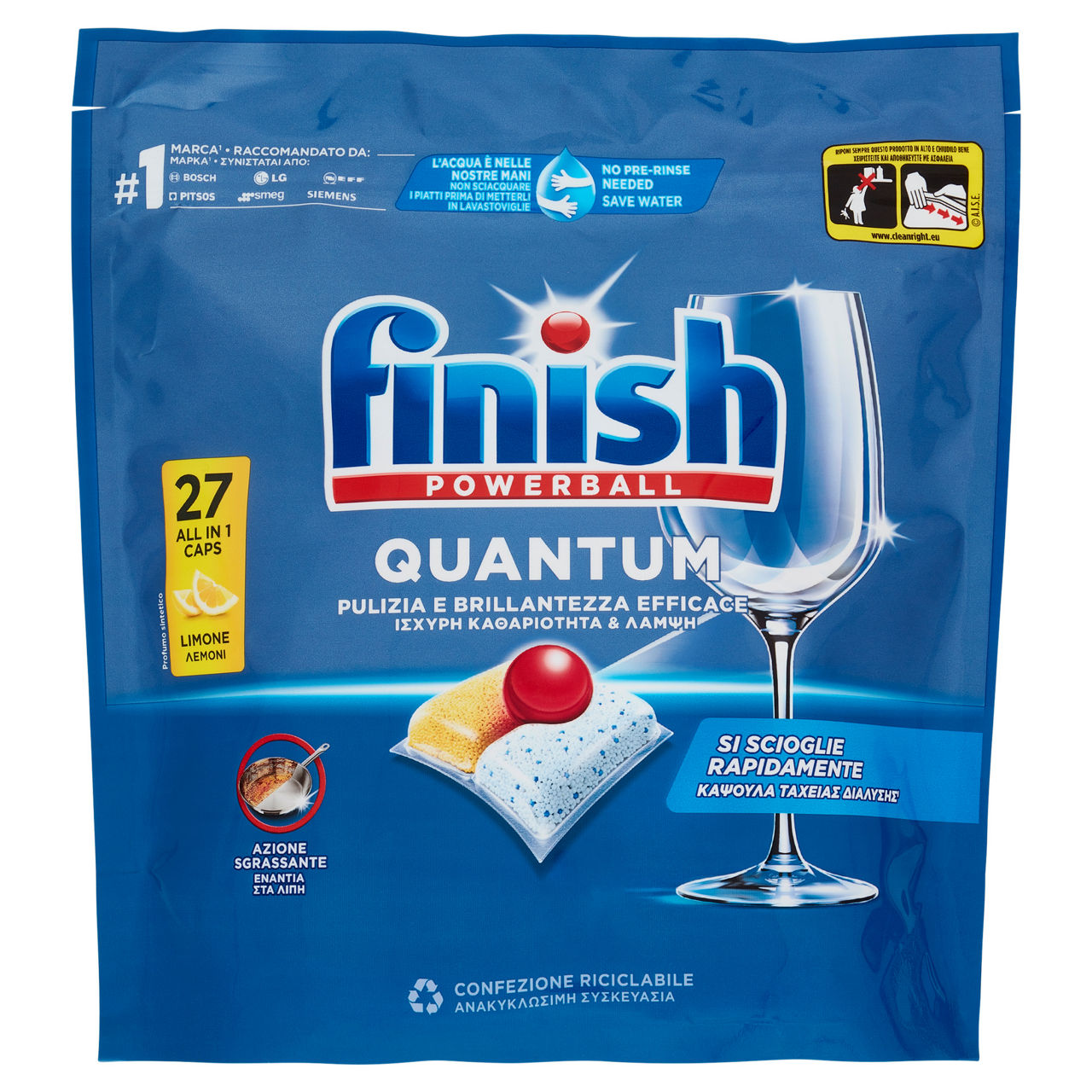 Detersivo lavastoviglie in tabs Quantum limone 27 pz