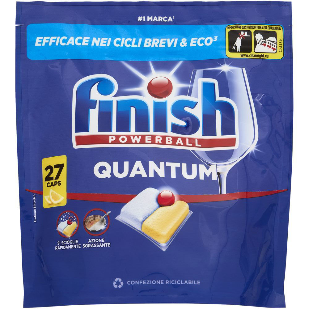 Detersivo lavastoviglie in tabs Quantum limone 27 pz - Immagine 01
