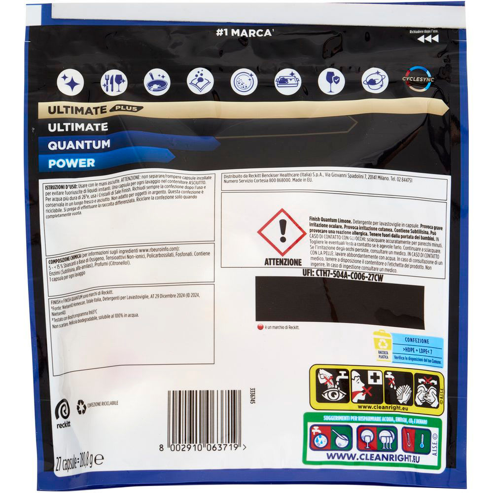 Detersivo lavastoviglie in tabs Quantum limone 27 pz - Immagine 21