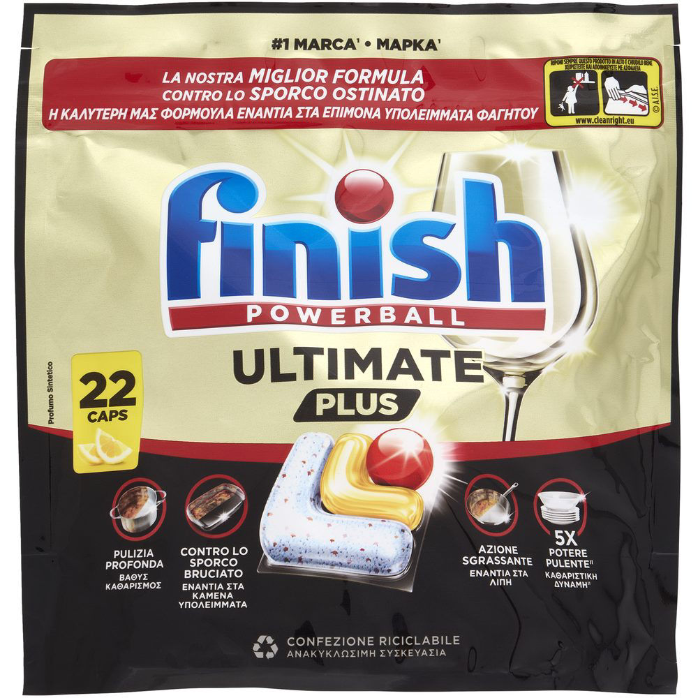 Detersivo lavastoviglie in tabs Ultimate Plus limone 22 pz