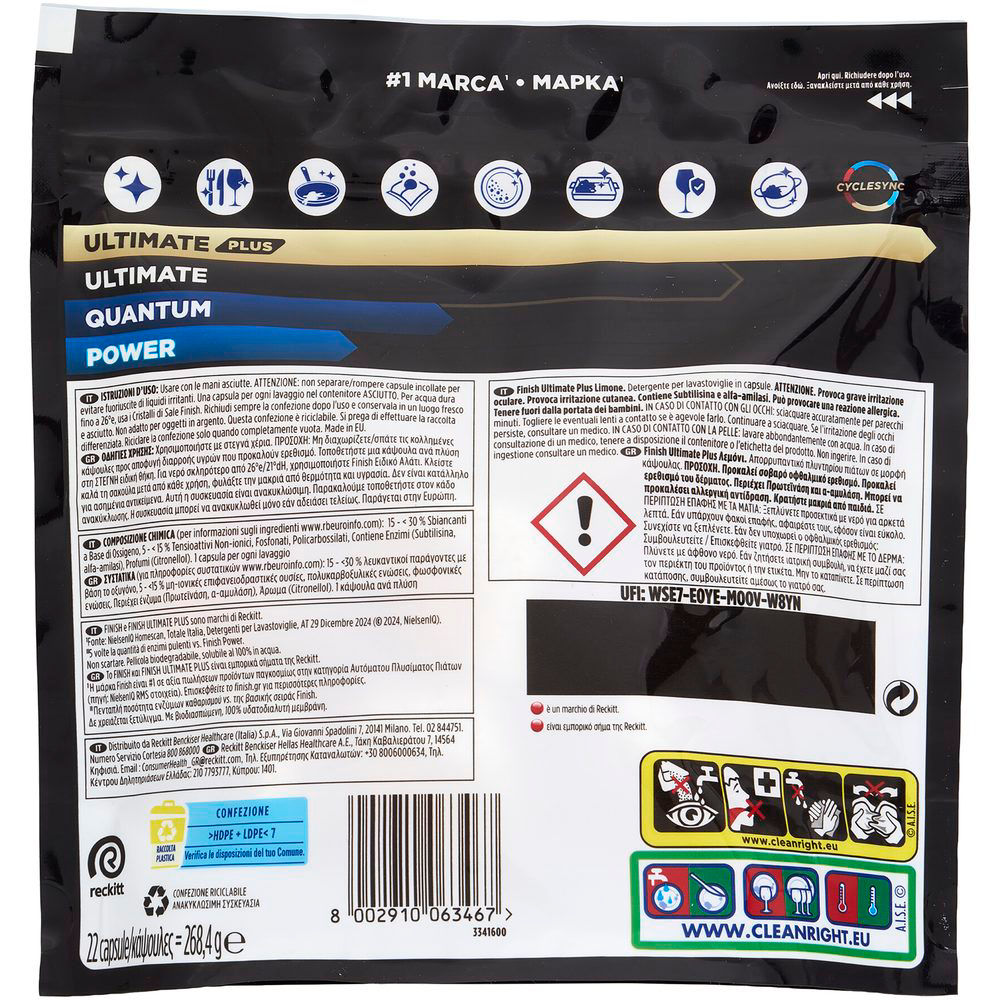 Detersivo lavastoviglie in tabs Ultimate Plus limone 22 pz - Immagine 21