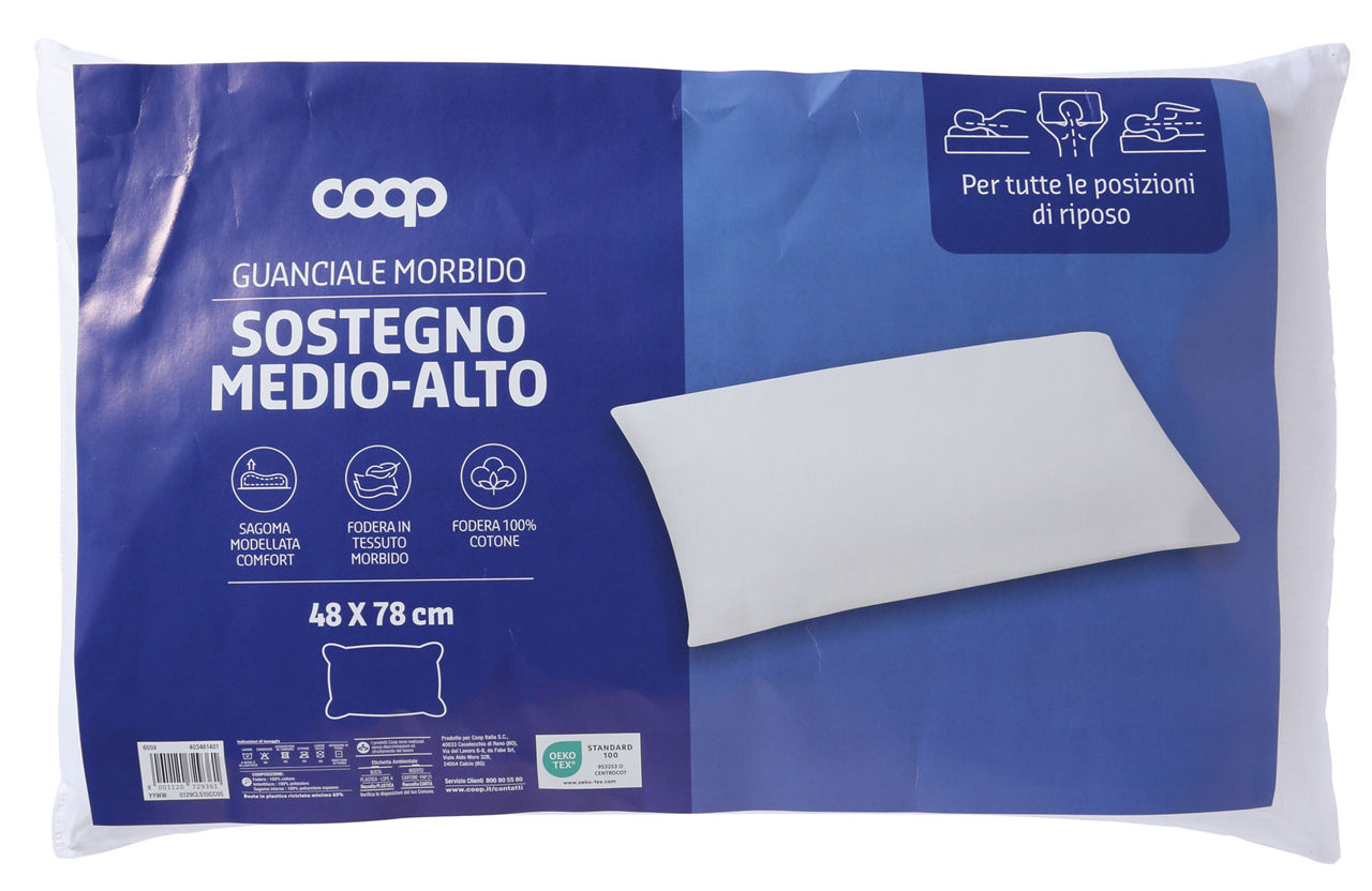 Guanciale morbido con sostegno medio alto 48x78 cm