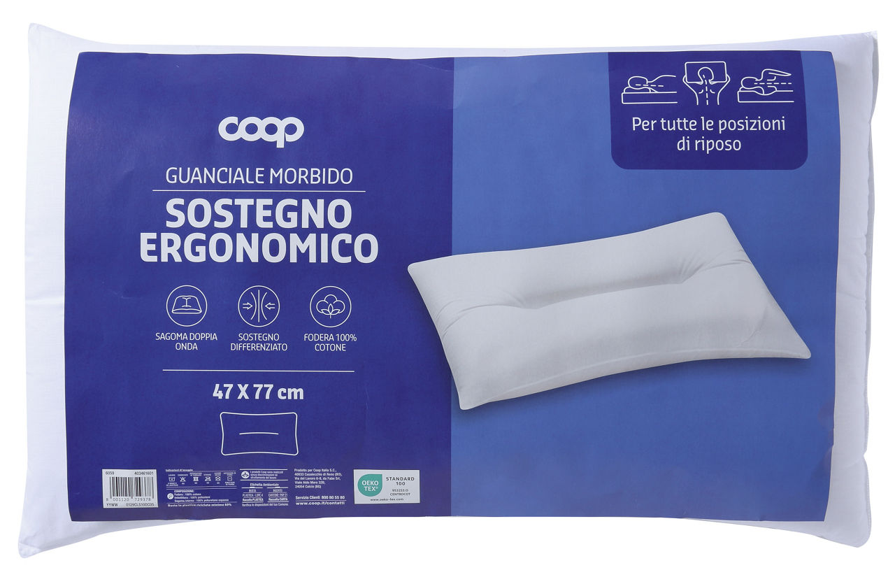 Guanciale morbido con sostegno ergonomico 47x77 cm