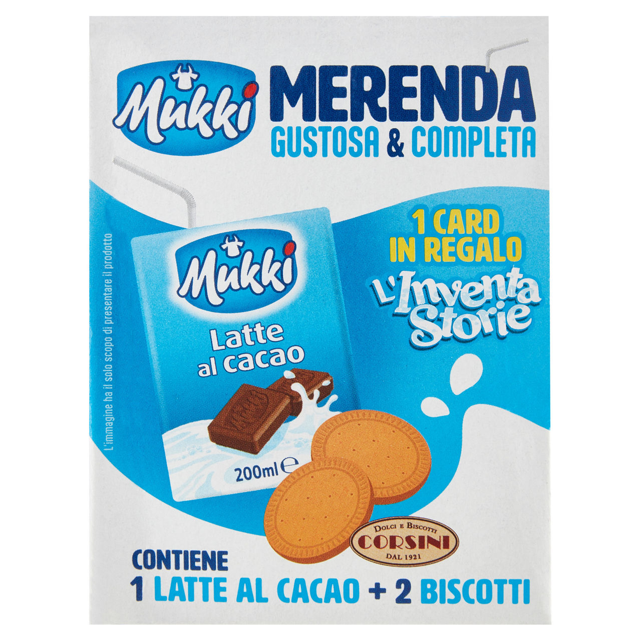 Merenda dolce con latte al cacao e biscotti 220 gr - Immagine 01