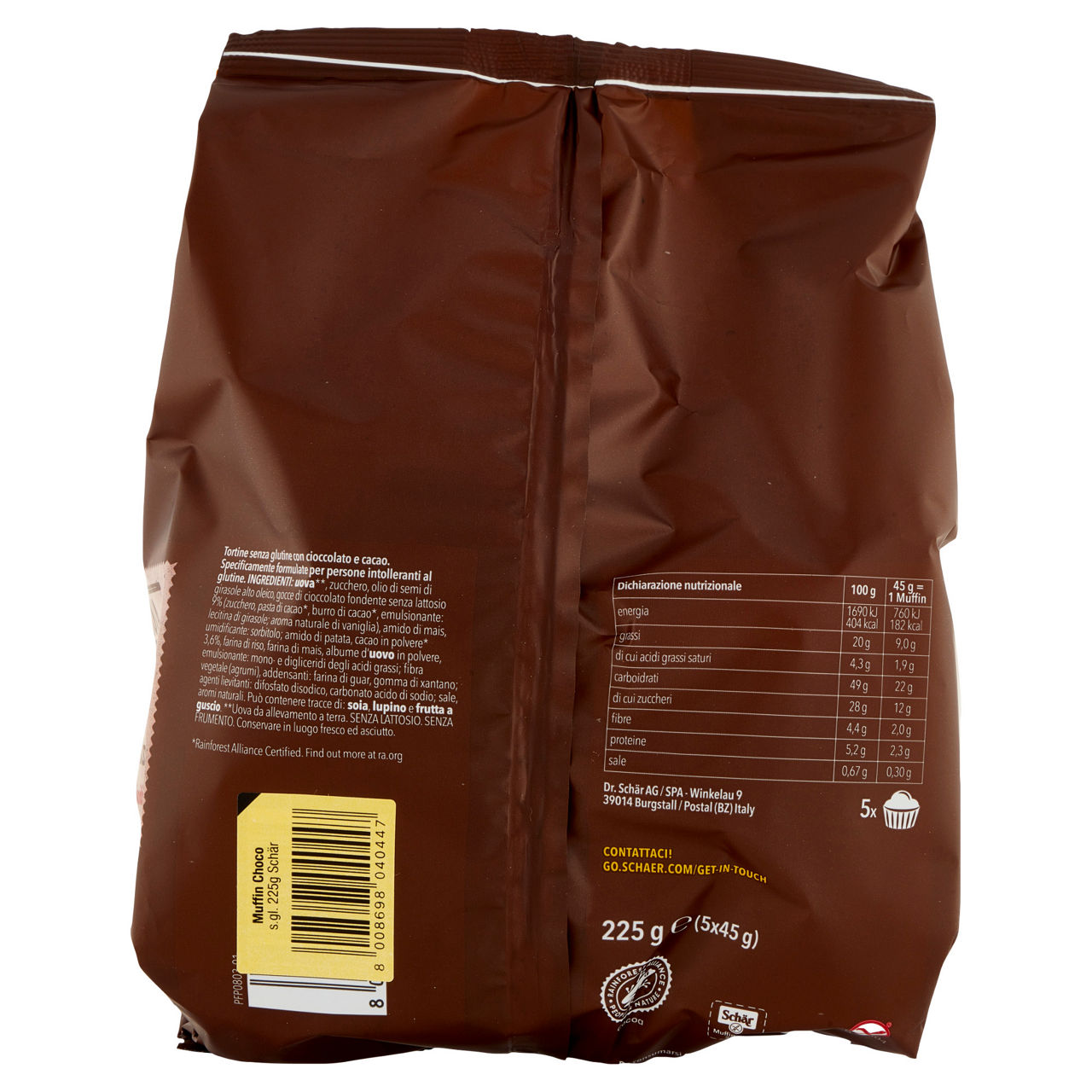 Muffin al cioccolato senza glutine e senza lattosio 5 pz - Immagine 51
