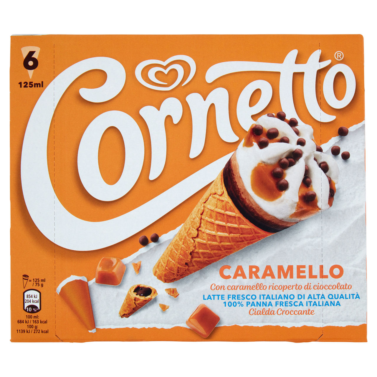 Cono gelato al caramello 6 pz 450 gr