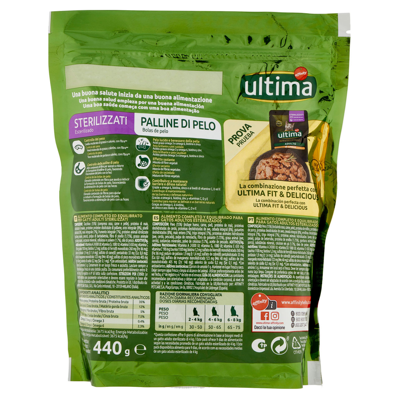 Croccantini per gatti sterilizzati Palline di Pelo tacchino 440 gr - Immagine 11