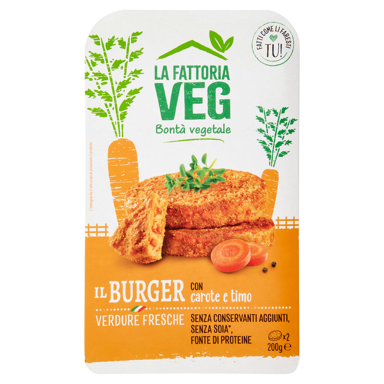 Burger vegetale di carote e timo 200 gr