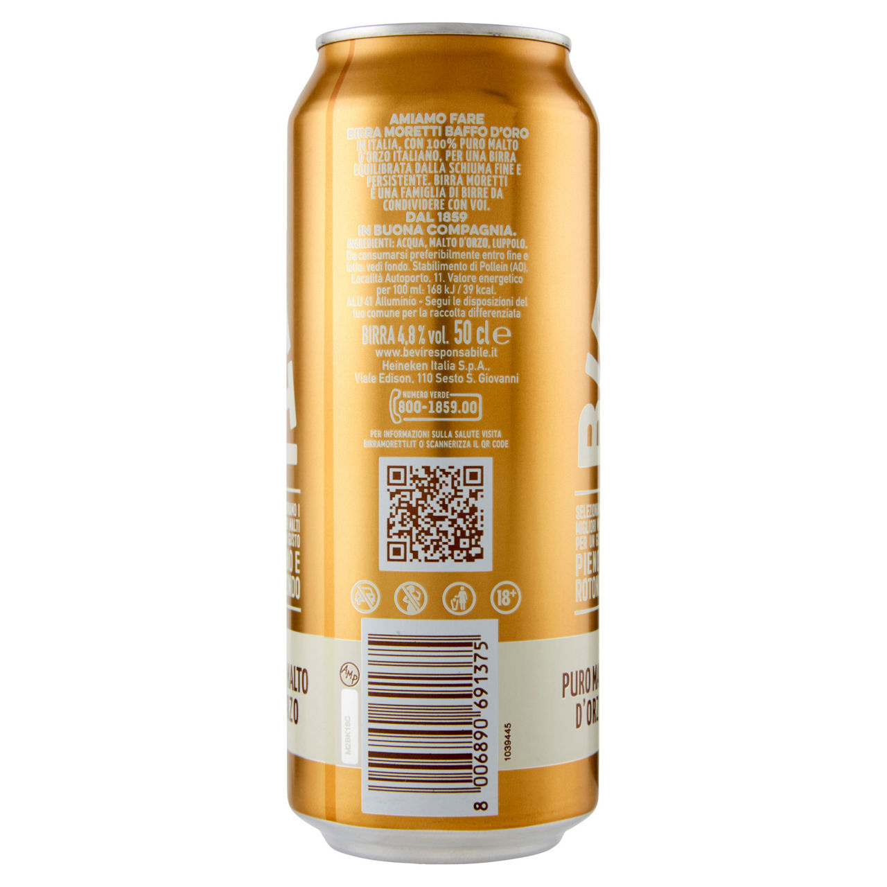 BIRRA MORETTI BAFFO ORO 4,8 GRADI LATTINA ML  500 - Immagine 51