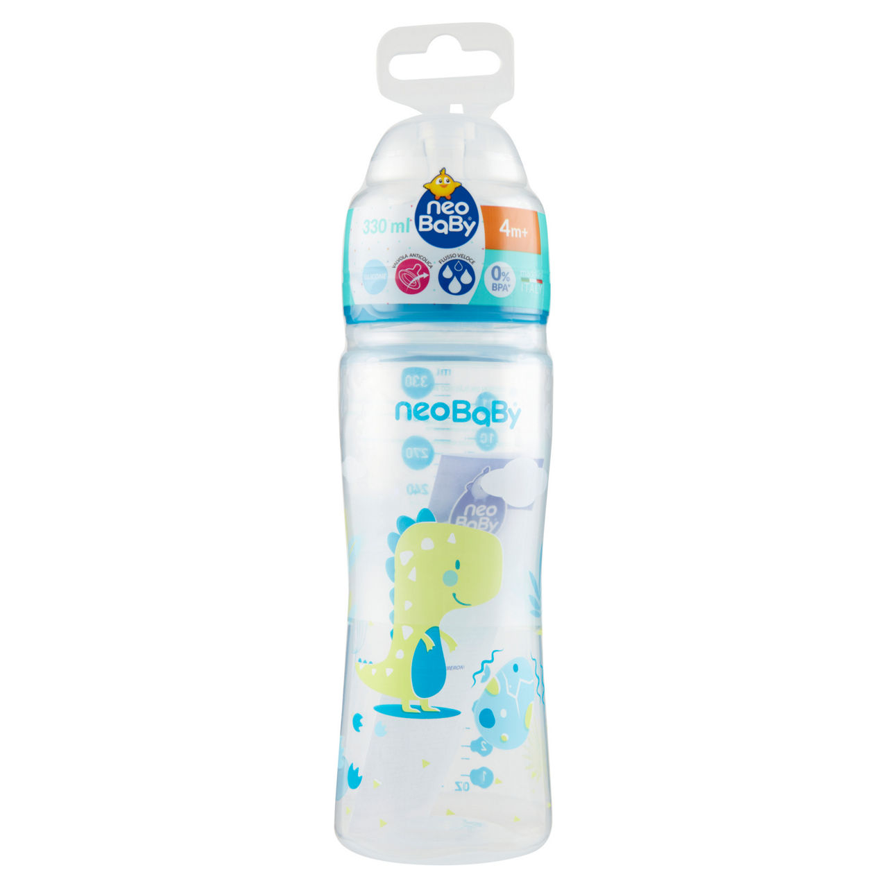 Biberon pp silicone 330ml dino blu - Immagine 01