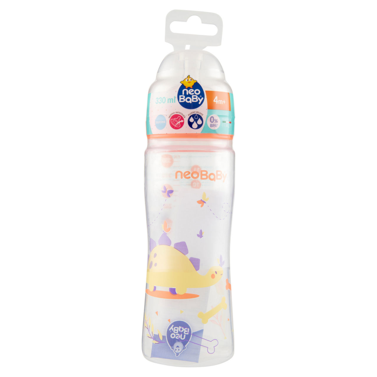 Biberon pp silicone 330ml dino arancio - Immagine 01