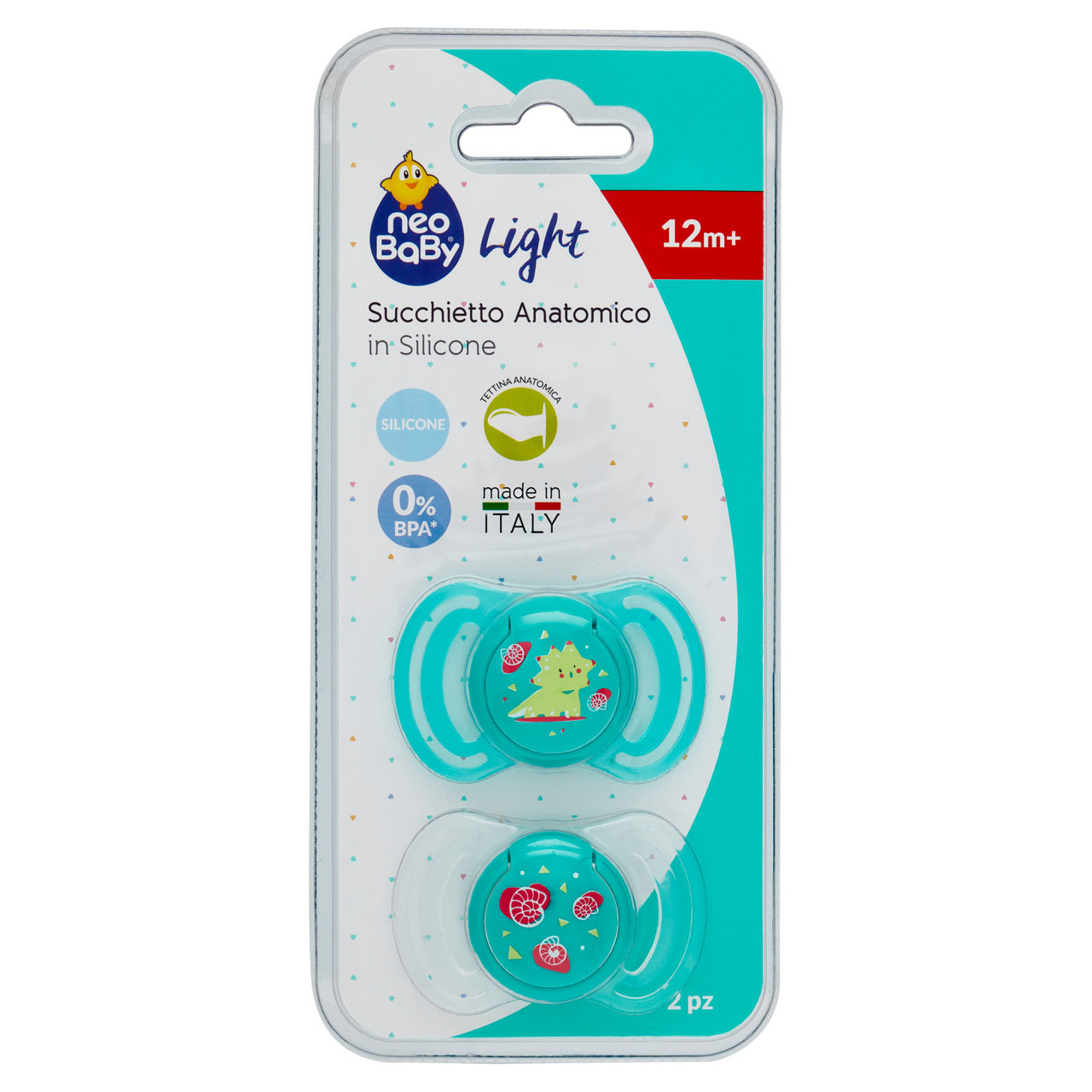 Conf.2 succhietto silicone maxi dino verde