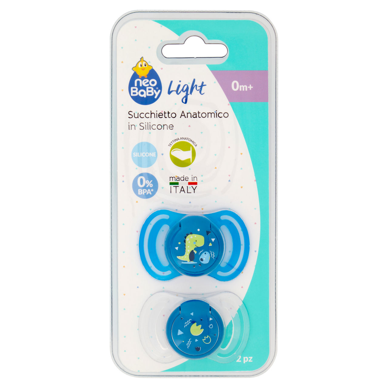 Conf.2 succhietto silicone mini dino blu - Immagine 01