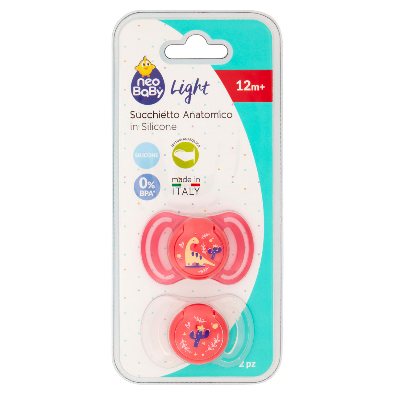Conf.2 succhietto silicone maxi dino rosa