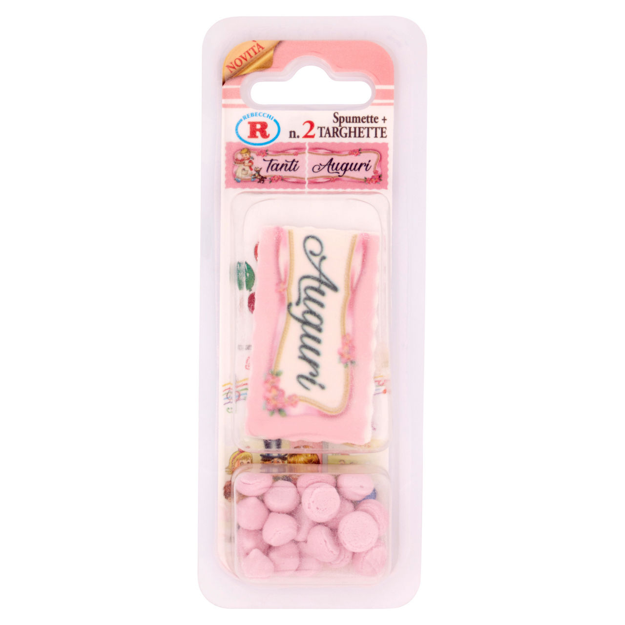 Decorazione per dolci decorazione tanti auguri con spumette rosa 16 gr