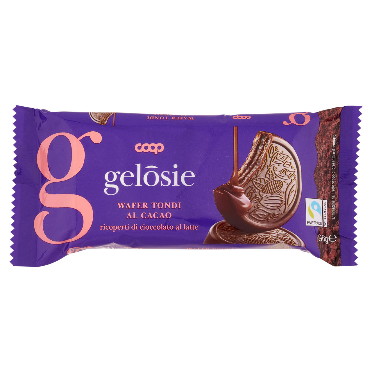 Wafer tondi al cacao ricoperti di cioccolato al latte 96 gr - Immagine 01