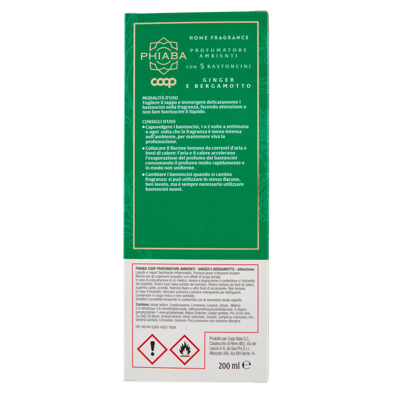 Deodorante diffusore coop phiaba  con bastoncini ginger e bergamotto ml 200 - Immagine 51