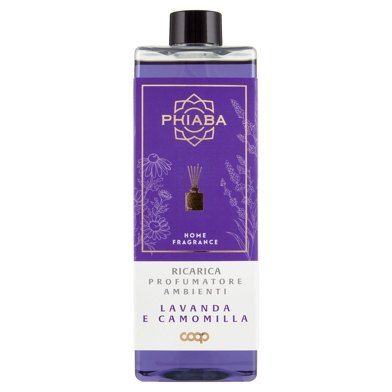 RICARICA PER DIFFUSORE COOP PHIABA CON BASTONCINI LAVANDA E CAMOMILLA ML 500 - Immagine 01