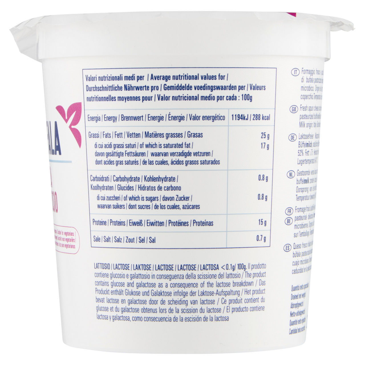 Mozzarella di bufala senza lattosio 200 gr - Immagine 51