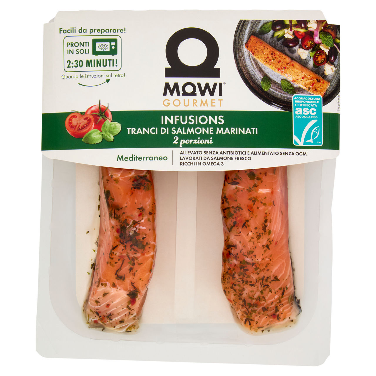 Tranci di salmone marinati Mediterraneo 2 pz 220 gr - Immagine 01