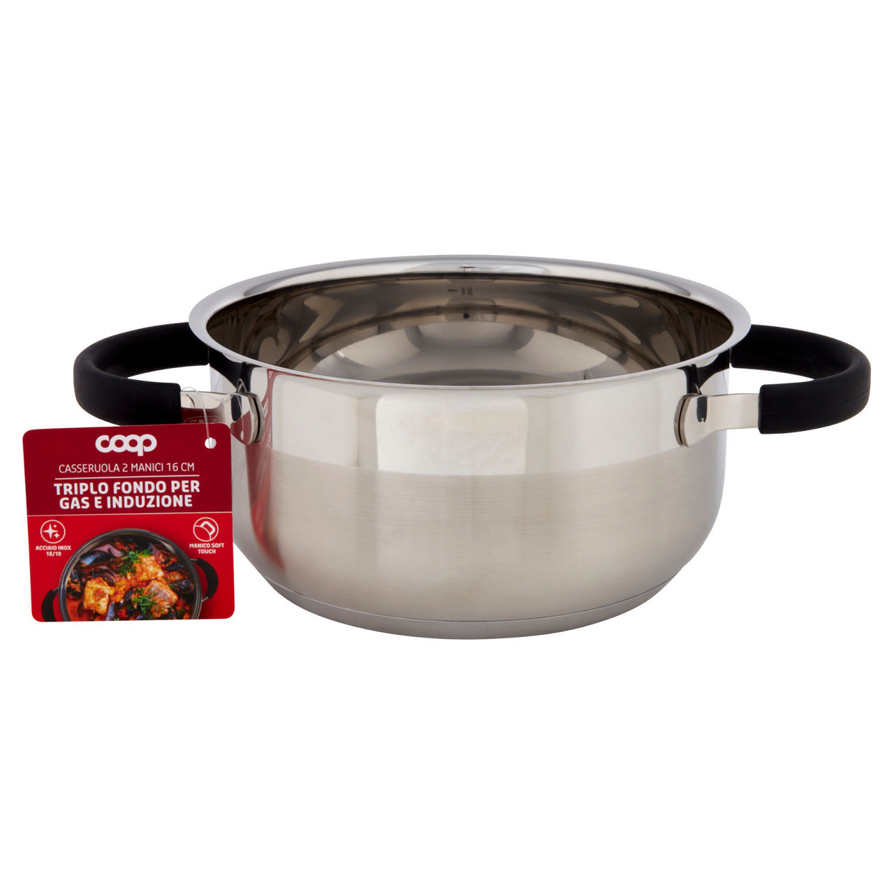 Casseruola 2 manici 16 cm triplo fondo per gas e induzione - Immagine 01
