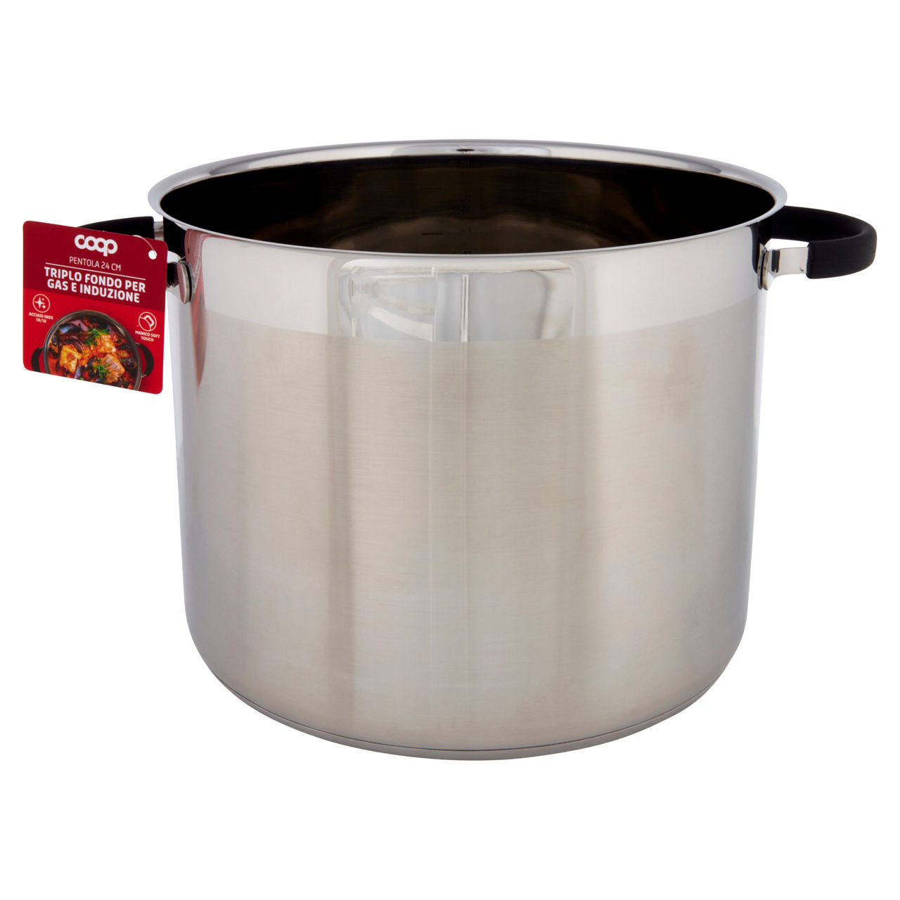 Pentola in acciaio triplo fondo per gas e induzione 24 cm - Immagine 01